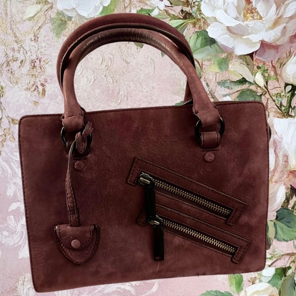 Rebecca Minkoff Small Jamie Satchel in Dark Cherry Suede